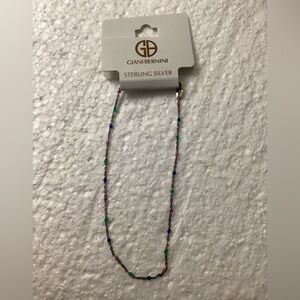 Giani Bernini Sterling Silver Tricolor Bead Chain Anklet Bracelet